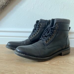 J. Ferrar Garrett Mens Black Lace-Up Boots